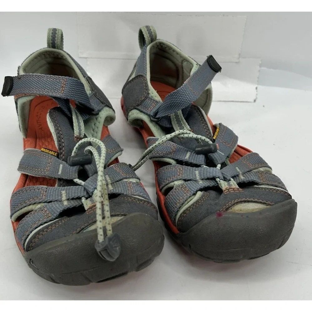 Keen Newport H2 Waterproof Hiking Sandals Gray With‎ Orange Kids Size 4